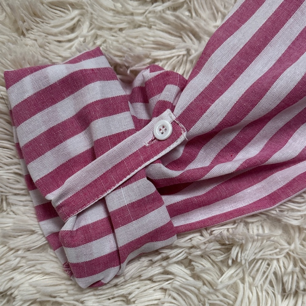 Boutique Striped Button-l Down Shirt 💗 Pink & White - Picture 13 of 16